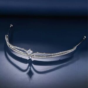 Vintage Silver Crystal V-Shaped Tiara Headband